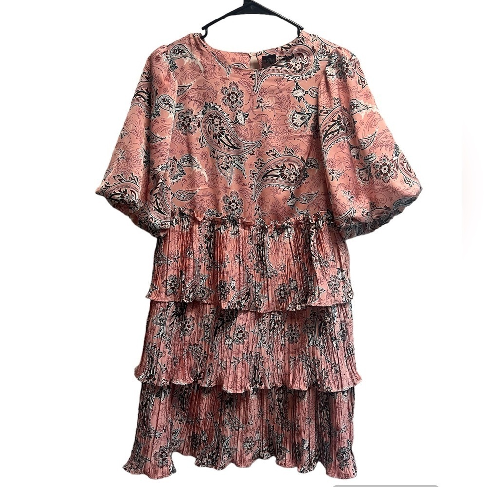 CODE X MODE Women’s Pink Paisley Tiered Ruffle Dress - Size X-Small